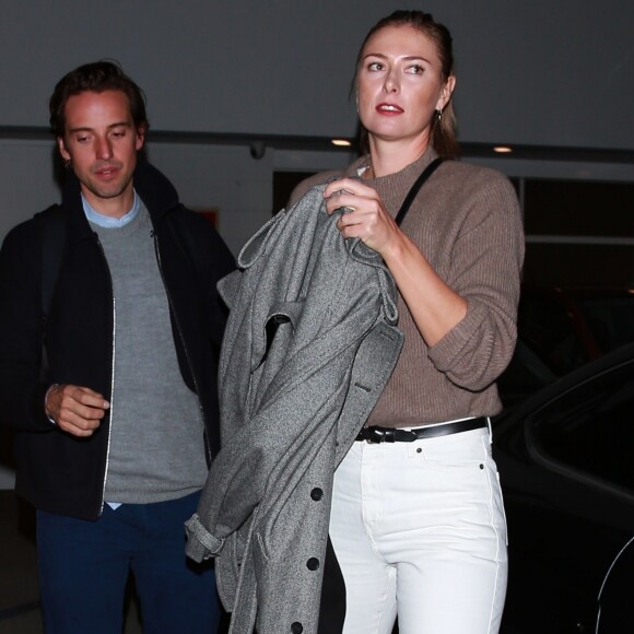 Exclusif - Maria Sharapova et son compagnon Alexander Gilkes à la sortie de l'exposition "GYATEI" de Takashi Murakami à Los Angeles, le 21 février 2019.