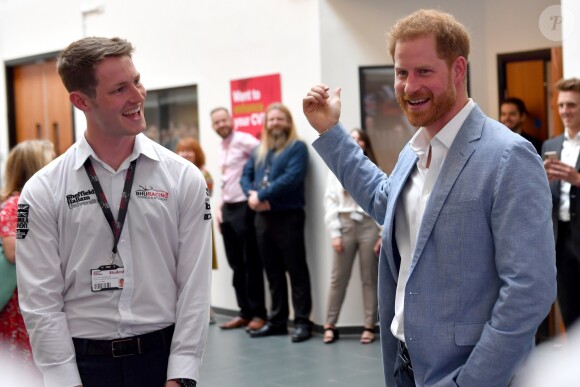 Le prince Harry, duc de Sussex visite l'Université Sheffield Hallam et découvre les nouvelles technique de recherche et d'apprentissage de l'université. Sheffield, le 25 juillet 2019.