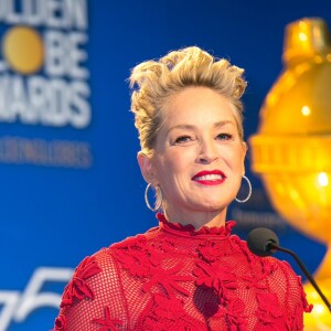 Sharon Stone à la 75ème soirée annuelle Golden Globe nominations à l'hôtel Beverly Hilton à Los Angeles, le 11 décembre 2017.