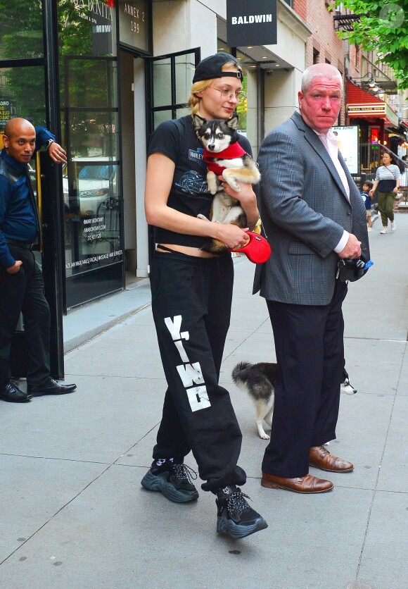 Info du 27 juillet 2019 (Waldo Picasso, le chien de Sophie Turner, tué dans un accident de voiture. L'actrice est dévastée) - Exclusif - Sophie Turner se promène avec son chien dans les rues de New York le 1er juin 2019.