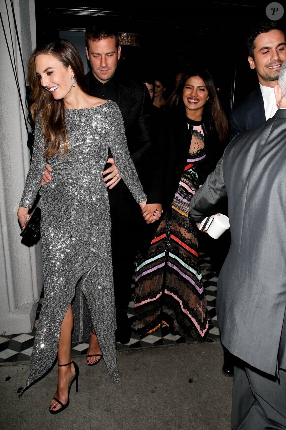 Priyanka Chopra avec son mari Nick Jonas sont allés dîner avec Armie Hammer et sa femme Elizabeth Chambers au restaurant Craig à West Hollywood le 31 janvier 2019