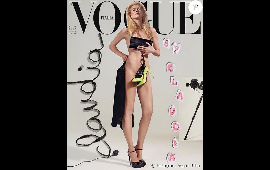 Claudia Schiffer en couverture du magazine Vogue Italia, numéro d'août...