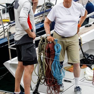 Le roi Felipe VI d'Espagne et le roi Harald V de Norvège lors de la 38e Copa del Rey à Palma de Majorque le 1er août 2019.