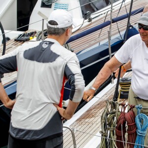 Le roi Felipe VI d'Espagne et le roi Harald V de Norvège lors de la 38e Copa del Rey à Palma de Majorque le 1er août 2019.