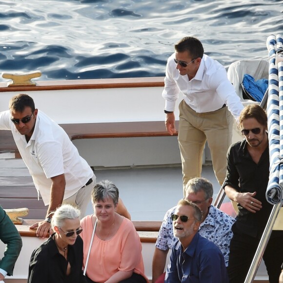 HHeidi Klum et Tom Kaulitz arrivent en bateau au restaurant Riccio à Capri, pour une réception à la veille de leur mariage. Le 2 août 2019.