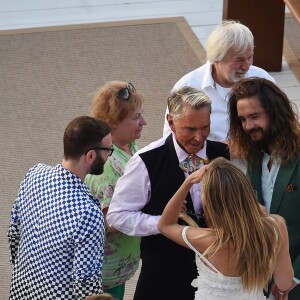 HHeidi Klum et Tom Kaulitz arrivent en bateau au restaurant Riccio à Capri, pour une réception à la veille de leur mariage. Le 2 août 2019.