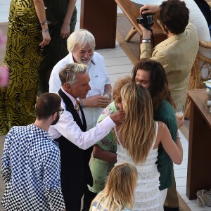 HHeidi Klum et Tom Kaulitz arrivent en bateau au restaurant Riccio à Capri, pour une réception à la veille de leur mariage. Le 2 août 2019.