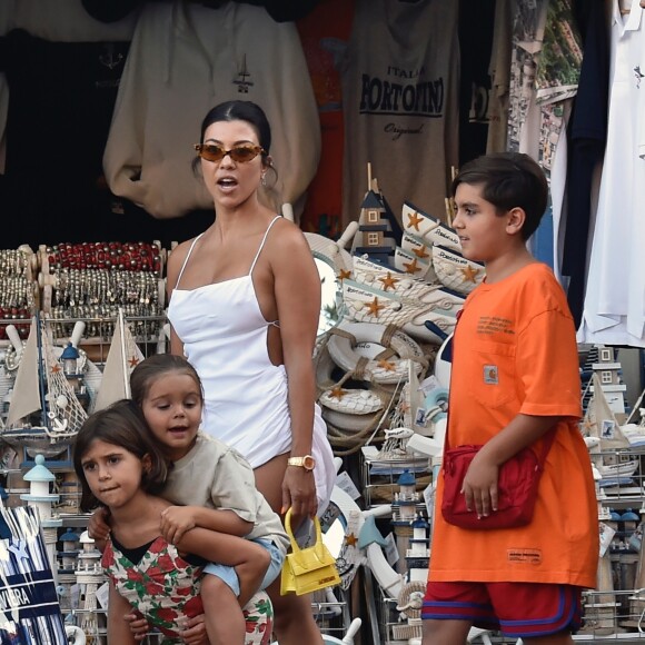 Kourtney Kardashian et ses enfants (Mason, Penelope et reign) passent leurs vacances à Portofino. Le 3 août 2019