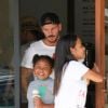 Matt Pokora, sa compagne Christina Milian enceinte et sa fille Violet Nash se rendent au glacier McConnell pour le goûter après avoir acheté des vêtements pour bébés à Los Angeles, le 3 août 2019.