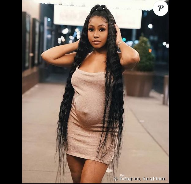 La rappeuse Yung Miami (du groupe City Girls), enceinte de son deuxième enfant. 2019.