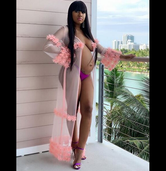 La rappeuse Yung Miami (du groupe City Girls), enceinte de son deuxième enfant. 2019.