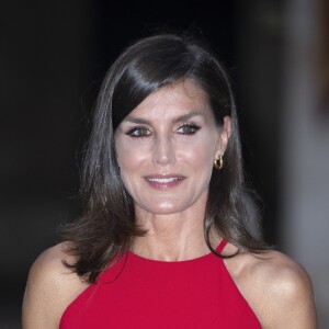 La reine Letizia d'Espagne au palais de la Almudaina le 7 août 2019 à Palma de Majorque lors de la traditionnelle réception offerte en l'honneur de la communauté des Îles Baléares.