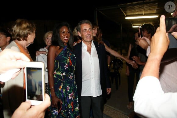 Exclusif - Nicolas Sarkozy - Backstage du concert de Carla Bruni-Sarkozy au théâtre de Verdure du Grand Jardin à Le Lavandou le 23 juillet 2019. © Dominique Jacovides-Cyril Moreau/Bestimage