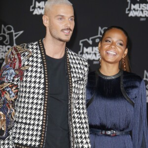 Le chanteur français M. Pokora (Matt Pokora) et sa compagne la chanteuse américaine Christina Milian lors de la 19ème édition des NRJ Music Awards à Cannes le 4 novembre 2017. © Christophe Aubert via Bestimage