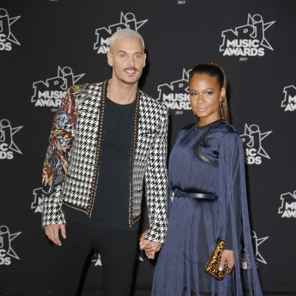 Le chanteur français M. Pokora (Matt Pokora) et sa compagne la chanteuse américaine Christina Milian lors de la 19ème édition des NRJ Music Awards à Cannes le 4 novembre 2017. © Christophe Aubert via Bestimage