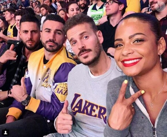 M. Pokora et Christina Milian au Staples Center de Los Angeles pour un match des Lakers le 7 novembre 2018.