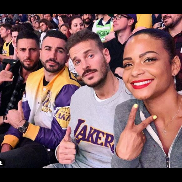 M. Pokora et Christina Milian au Staples Center de Los Angeles pour un match des Lakers le 7 novembre 2018.