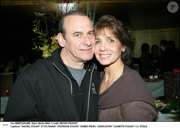 Michel et Stéphanie Fugain lors de la soirée pour l'association Laurette Fugain à L'Etoile, le 6 avril 2004.