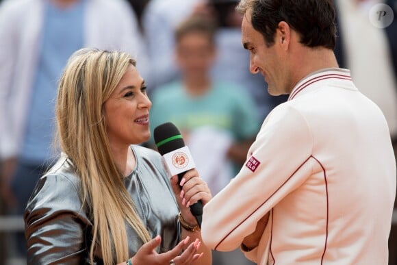 Roger Federer et Marion Bartoli lors des Internationaux de France de Tennis de Roland Garros 2019 à Paris, France, le 29 mai 2019 © Jacovides-Moreau/Bestimage