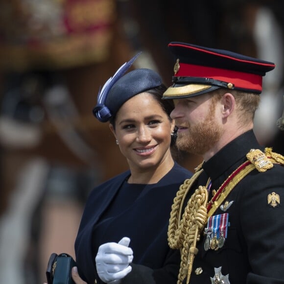 Le prince Harry, duc de Sussex, et Meghan Markle, duchesse de Sussex - La parade Trooping the Colour 2019, célébrant le 93ème anniversaire de la reine Elisabeth II, au palais de Buckingham, Londres, le 8 juin 2019.