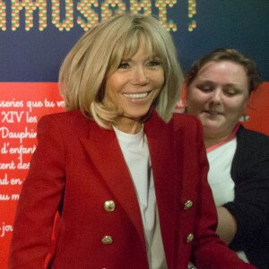 Le président de la république, Emmanuel Macron et la première dame Brigitte Macron fêtent le Noël de l'Elysée à la Manufacture des Gobelins, Paris, France, le 19 décembre 2018. © Stephane Lemouton / Bestimage