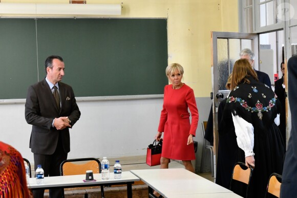 La reine Sonja de Norvège , la première dame Brigitte Macron au centenaire de la Section Norvégienne du Lycée Pierre Corneille à Rouen le 24 septembre 2018. © Francis Petit / Bestimage