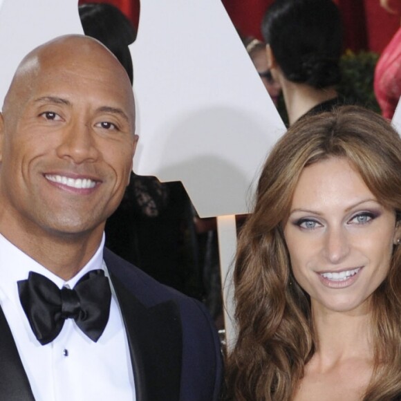 Dwayne "The Rock" Johnson et sa compagne Lauren Hashian - People à la 87ème cérémonie des Oscars à Hollywood, le 22 février 2015.