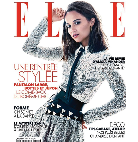 Alicia Vikander sur la couverture du magazine Elle, numéro 3844, le 23 août 2019.