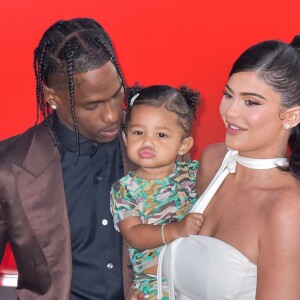 Travis Scott, Stormi Webster, Kylie Jenner - Kylie Jenner assiste en famille à la première du documentaire de Netflix "Travis Scott : Look Mom I can fly" à Santa Monica, le 27 août 2019.