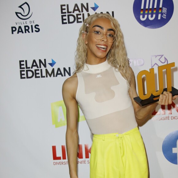 Exclusif - Bilal Hassani - Cérémonie de gala Out d'Or au Cabaret Sauvage à Paris le 18 juin 2019. Le chanteur Bilal Hassani, représentant de la France lors de l'Eurovision 2019, a remporté mardi le prix de la personnalité LGBTI de l'année remis lors de la cérémonie des Out d'or qui célèbre la visibilité des personnes LGBTI dans la sphère publique. © Marc Ausset-Lacroix/Bestimage