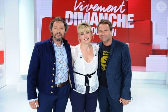 Exclusif - Bruno Debrandt, Julie Gayet et Thomas Jouannet - Enregistrement de l'émission ' Vivement Dimanche Prochain ' au studio Gabriel. Diffusion le 08/09/2019 sur France 2. © Guillaume Gaffiot / Bestimage. No web pour la Belgique et la Suisse.28/08/2019 - Paris