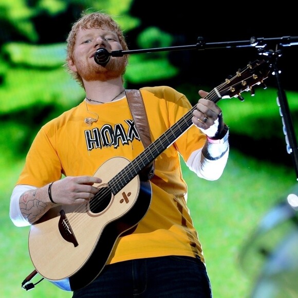 Ed Sheeran en concert à l'Allianz Parque à Sao Paulo, le 13 février 2019.