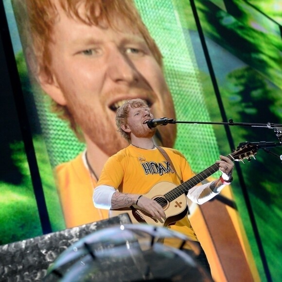 Ed Sheeran en concert à l'Allianz Parque à Sao Paulo, le 13 février 2019.
