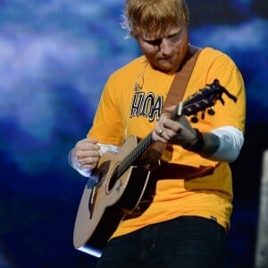 Ed Sheeran en concert à l'Allianz Parque à Sao Paulo, le 13 février 2019.