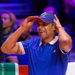 Le capitaine de l'équipe de France Yannick Noah - Le joueur de tennis français Lucas Pouille opposé au joueur Croate Marin Cilic lors de la Finale de la Coupe Davis France vs Croatie, au Stade Pierre Mauroy à Villeneuve d'Ascq, France, le 25 novembre 2018.