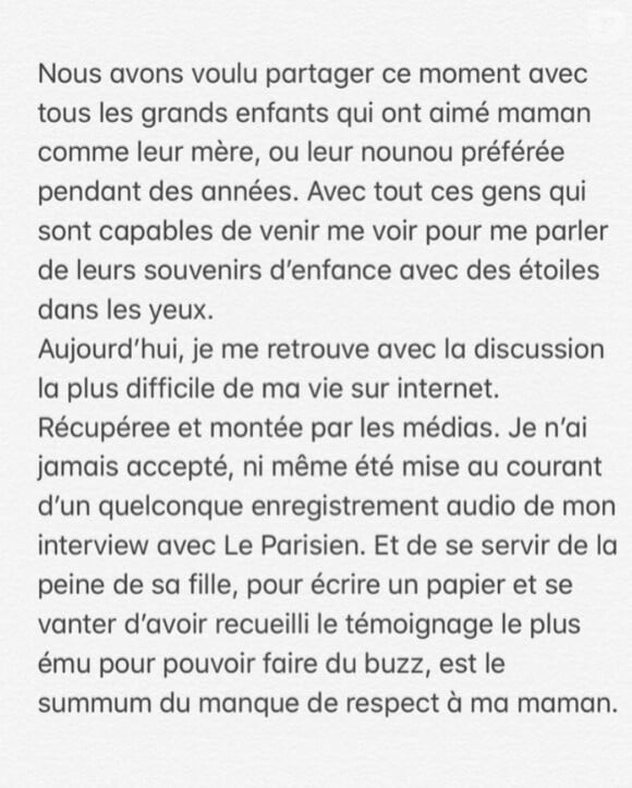 Éléonore Sarrazin, la fille d'Ariane Carletti, le 8 septembre 2019 sur Instagram. 