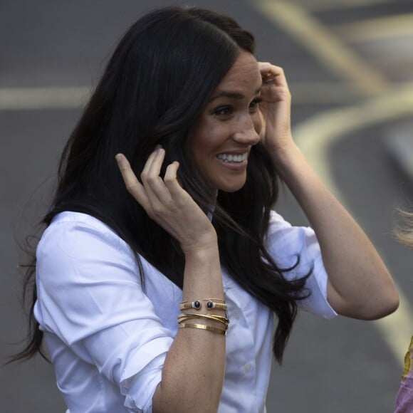 Meghan Markle, duchesse de Sussex arrive au magasin John Lewis sur Oxford Street pour le lancement de sa collection capsule Smart Works à Londres, le 12 septembre 2019.