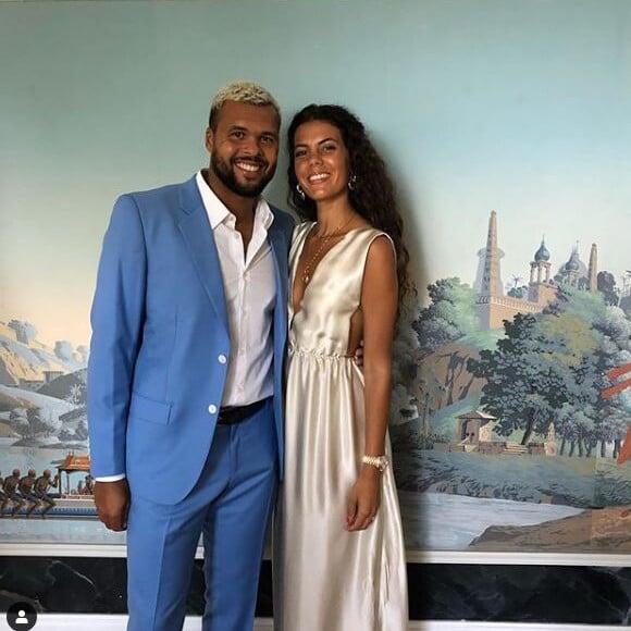 Jo-Wilfried Tsonga et sa femme Noura lors du deuxième mariage de Lucas Pouille et Clémence Bertrand au Cap d'Antibes le samedi 14 septembre 2019.