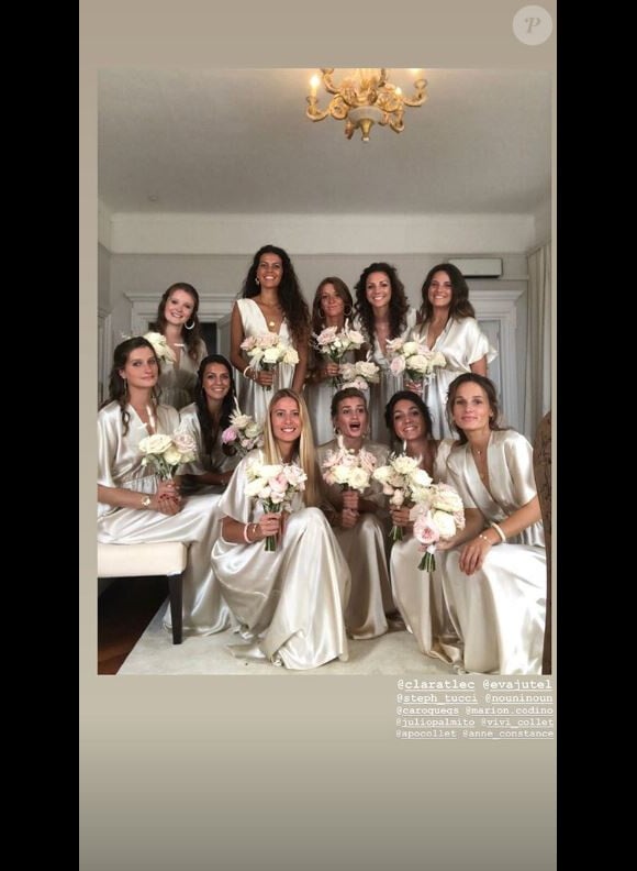 Noura Tsonga parmi les demoiselles d'honneur de Clémence Bertrand lors du deuxième mariage de Lucas Pouille et Clémence Bertrand au Cap d'Antibes le samedi 14 septembre 2019.