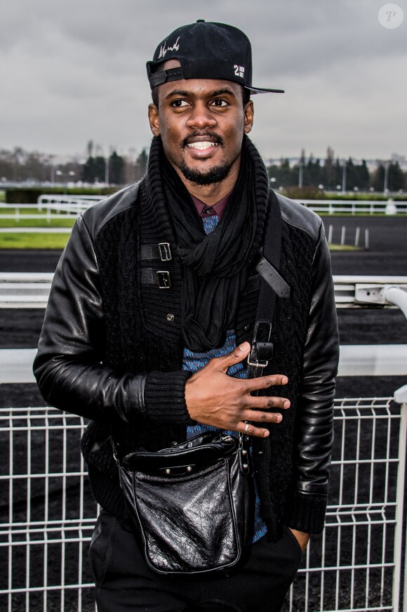 Le chanteur Black M (Black Mesrimes) en concert lors du Grand Prix d'Afrique 2015 à l'Hippodrome de Vincennes le 1er février 2015.