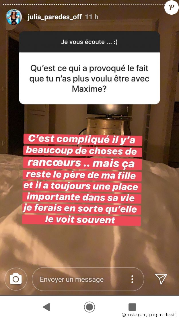 Julia Paredes parle de sa rupture avec Maxime - Instagram, le 19 septembre 2019