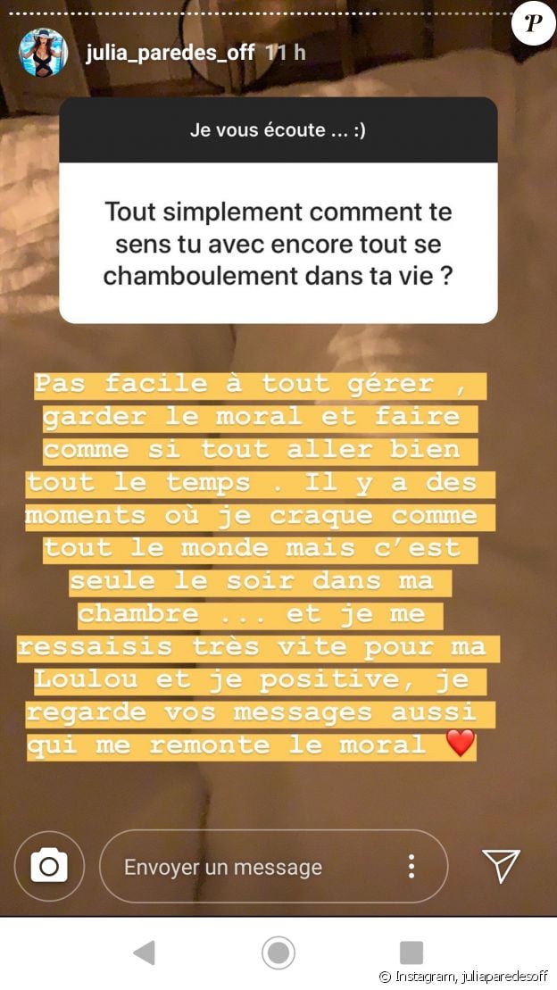 Julia Paredes parle de sa rupture avec Maxime - Instagram, le 19 septembre 2019