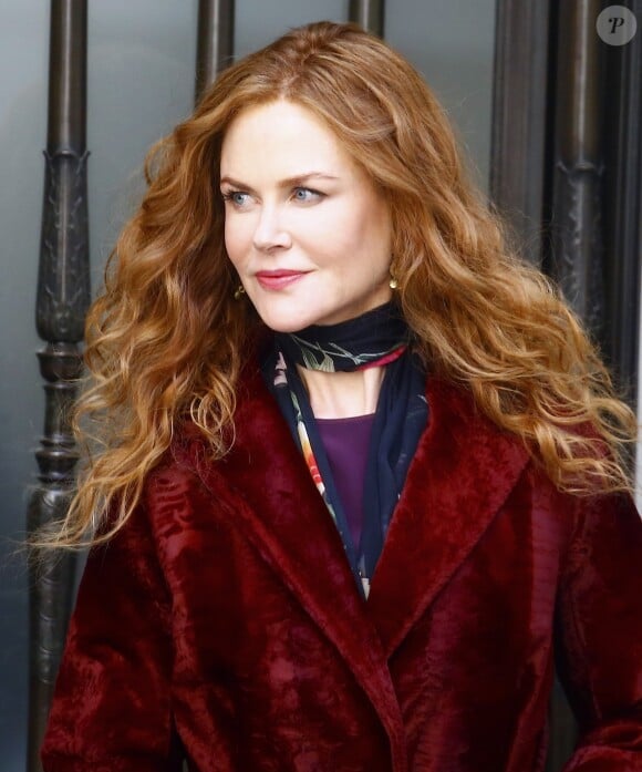 Nicole Kidman sur le tournage de la nouvelle série "The Undoing" dans le quartier de Manhattan à New York. Le 14 mars 2019.