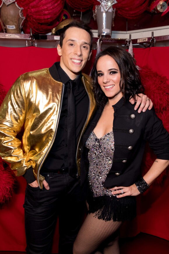 Grégoire Lyonnet et sa femme Alizée - Backstage de l'émission "Tous au Moulin Rouge pour le sidaction" au Moulin Rouge à Paris le 20 mars 2017. L'émission sera diffusée sur France 2 le samedi 25 mars à 21h00. © Cyril Moreau - Dominique Jacovides / Bestimage