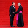 François Hollande - Arrivées en l'église Saint-Sulpice pour les obsèques de l'ancien président de la République Jacques Chirac à Paris. Un service solennel sera présidé par le président de la République. Le 30 septembre 2019 © Stéphane Lemouton / Bestimage