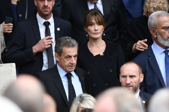 Nicolas Sarkozy et son épouse Carla Bruni - Obsèques de l'ancien président de la République Jacques Chirac à Paris, en l'église Saint-Sulpice. Le 30 septembre 2019
