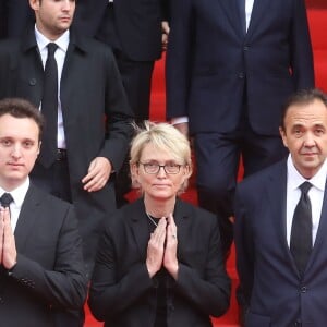 Martin Chirac, sa mère Claude Chirac et son mari Frédéric Salat-Baroux - Sorties des obsèques de l'ancien président de la République Jacques Chirac en l'église Saint-Sulpice à Paris. Le 30 septembre 2019 © Dominique Jacovides / Bestimage