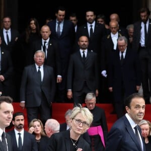 Martin Chirac, sa mère Claude Chirac et son mari Frédéric Salat-Baroux - Sorties des obsèques de l'ancien président de la République Jacques Chirac en l'église Saint-Sulpice à Paris. Le 30 septembre 2019 © Stéphane Lemouton / Bestimage