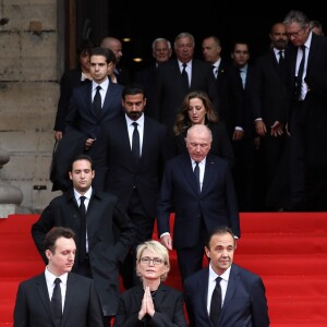 Nicolas Salat-Baroux, Alexandre Salat-Baroux, François Pinault, Martin Chirac, sa mère Claude Chirac et son mari Frédéric Salat-Baroux - Sorties des obsèques de l'ancien président de la République Jacques Chirac en l'église Saint-Sulpice à Paris. Le 30 septembre 2019 © Stéphane Lemouton / Bestimage