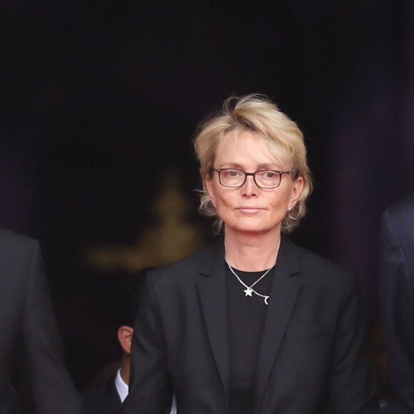 Martin Chirac, sa mère Claude Chirac et son mari Frédéric Salat-Baroux - Sorties des obsèques de l'ancien président de la République Jacques Chirac en l'église Saint-Sulpice à Paris. Le 30 septembre 2019 © Dominique Jacovides / Bestimage